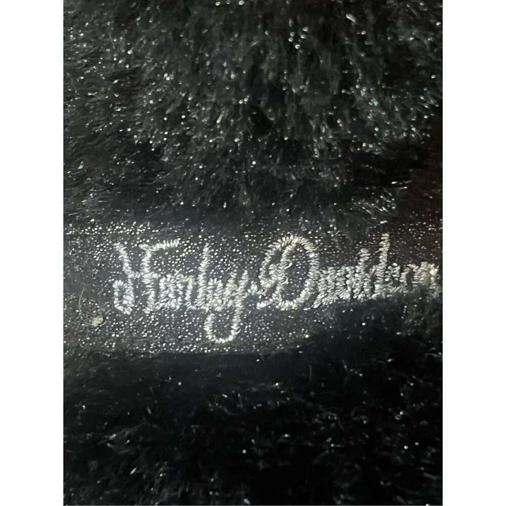 Harley Davidson Toddler Faux Fur Biker Boot Slippers Sz 10-11 Black Branded W Ha